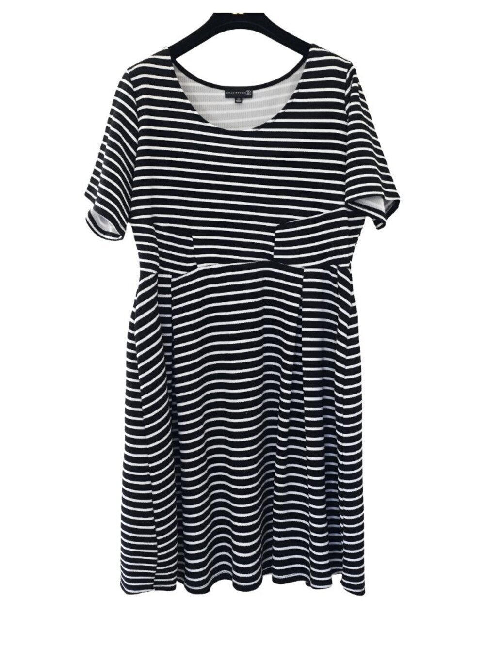 Ryan Wythe Striped Stretch Skater Dress Size 3X Black White Striped